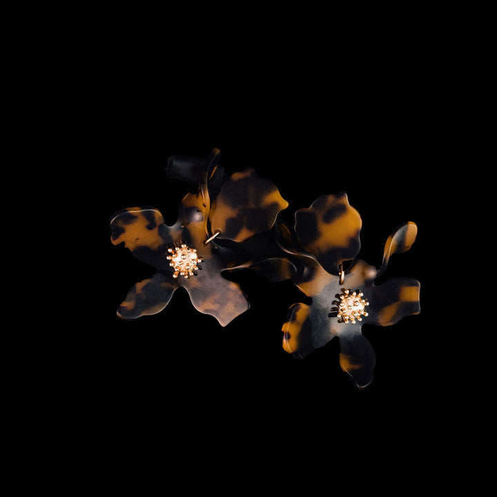 Phyllis Floral Earrings- Tortoise