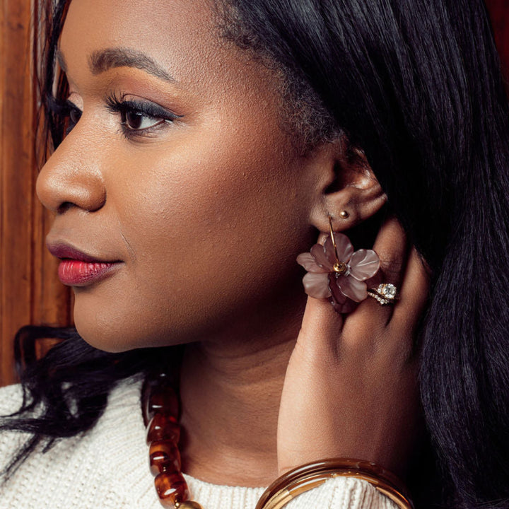 Rosemary Floral Earrings- Mauve
